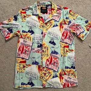 Petals and Peacocks Graphic Button Up Shirt